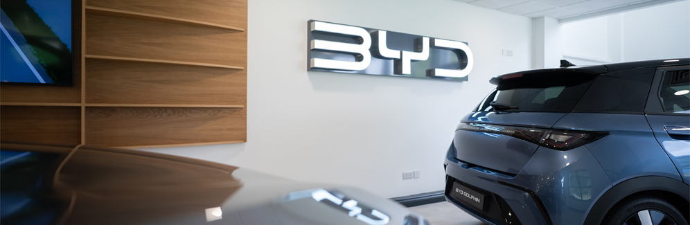 BYD Dolphin in the BYD South West showroom.