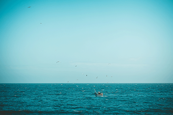 the ocean with a boat