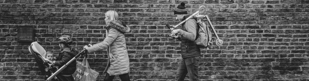 Family walking winter days out